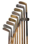 10x Various Putters incl 4x brass heads by Spalding, Scom Co Edinburgh, Forgan St Andrews, t/w metal