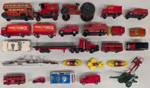 Collection of play worn Die Cast Model Toys, with noted examples of a clockwork Brimtoy Wells London