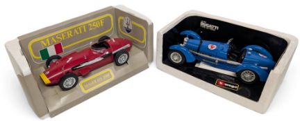 Polistil & Brago 1:16 Scale Models Maserati 250F, and Bugatti type 59 (one loose wheel), no outer