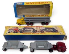 Matchbox Boxed Diecast Model, M-4 Fruehauf hopper train, in good used condition, box has wear,