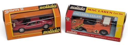2x Boxed Soldio Diecast Models Gam 2 Ferrari BB, MacLaren Cam-Am, both in good light used condition,
