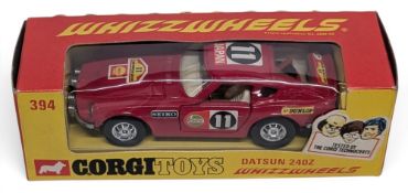 Corgi No. 394 Whizzwheels Boxed Datsun 240oz, red (plus decals) with white interior. Display