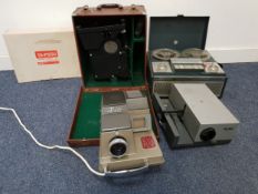 VINTAGE FERGUSON 3208 REEL TO REEL TAPE RECORDER together with an Aldis 303 projector, a Rollei