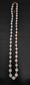 OPAL BEAD NECKLACE composed of a single strand of graduated spherical beads, interspaced by