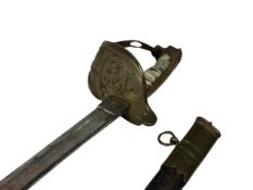 A 19th century 1822 pattern naval officer's dress sword, with 29.5-inch single-edge pipe-back