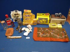A quantity of collector's Dinky toy cars, pumps, etc, kit form Ferguson tipping trailer,