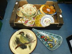 A quantity of display plates, part dinner service to include: Mason's, Shelley, Studio, etc.