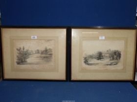 A pair of framed monochromatic lithograph landscapes to include Glen Usk and Ivy Bridge Cottage by