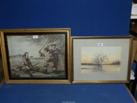 A framed and mounted Watercolour depicting the 'River Wye in flood, Herefordshire' by B.G.
