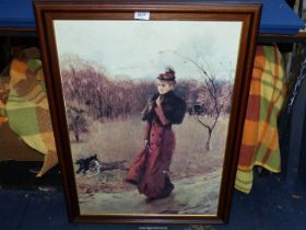 A large framed print on canvas 'Walking in The Park in Naples' by The Italian artist Giovanni