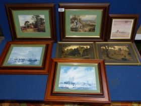 Three small framed prints including 'Harvest Time' after George Vicat Cole,