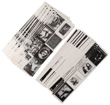 LARGE QUANTITY OF UNCUT POSTCARDS - JOY DIVISION / SEX PISTOLS / BAUHAUS / DOORS AND MORE.