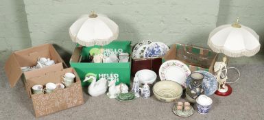 Four boxes of assorted miscellaneous items; Including ceramics such as Royal Worcester, Palais De