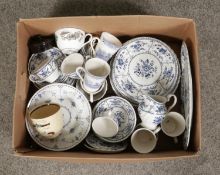 A box of Johnson Bros Indies pattern dinner and tea wares together with similar Denmark Furnivals