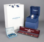 Three boxed ladies wristwatches; Seiko, Rotary and Marika, with branded gift bag.
