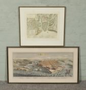 Two later produced engraved maps of the port of Valetta and Malta, titled 'Vue de l'Entree du