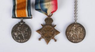 Three WWI medals consisting of a 1914-15 Star awarded to Pte T.Bates and two British War Medals