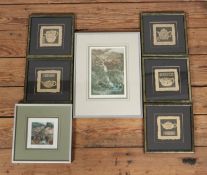 After Wendy Yeo; two framed coloured engravings titled 'Mountain Stream' (Artist Proof) and 'Rocks