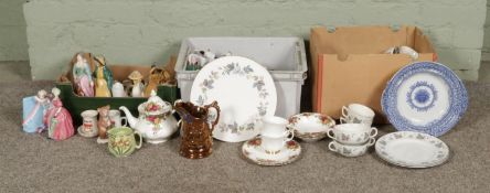 Three boxes of assorted ceramics, to include a small quantity of Royal Albert Old Country Roses,