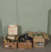 An assortment of miscellaneous items including Phillips Infraphil light, Crompton Industrial