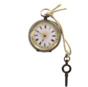 A .935 Silver, Greenwich Lever fob watch, with winding key