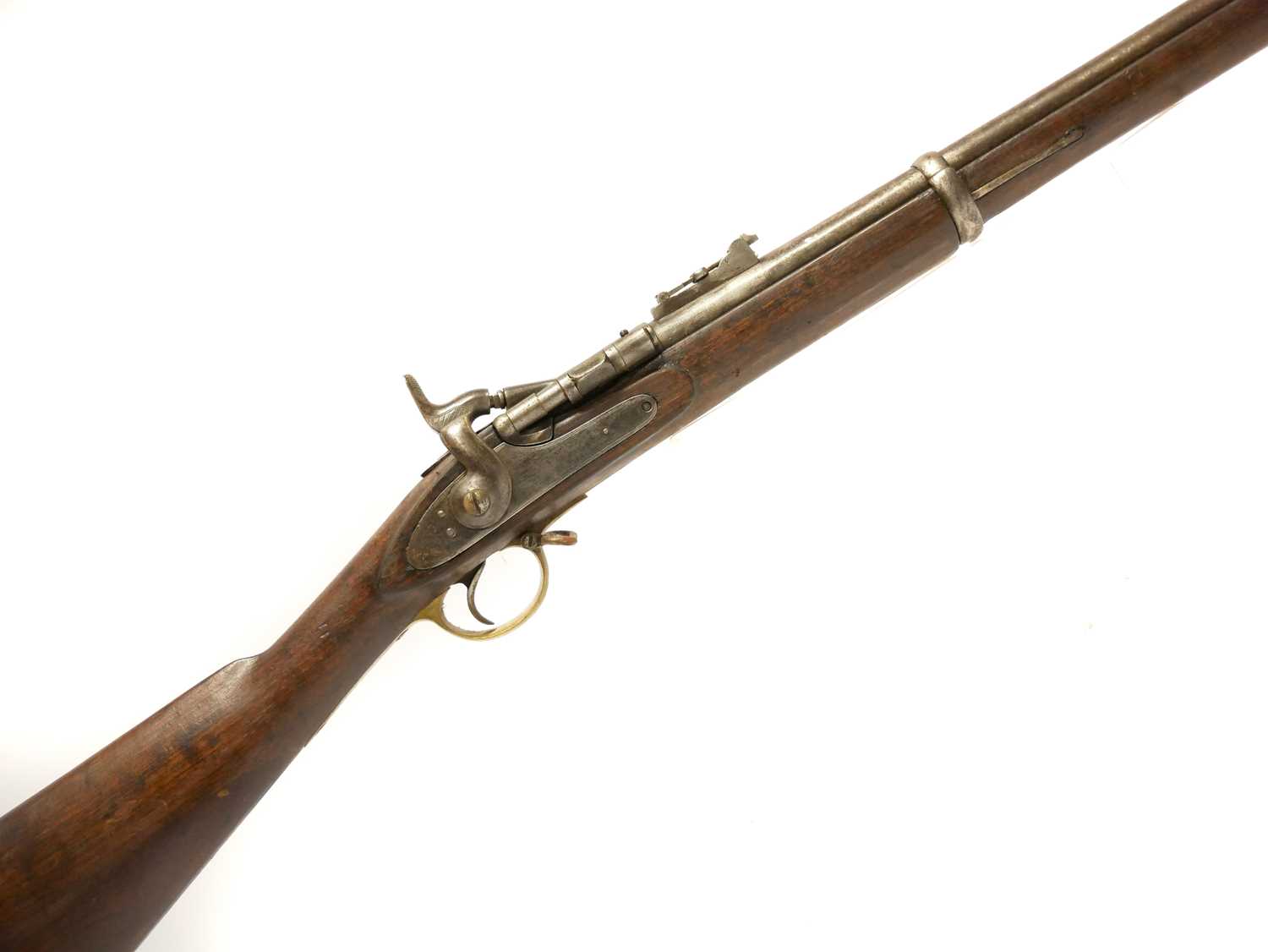 Snfer Rifle Nepalese .577 Snider rifle, 36inch barrel secured by three sprung ...