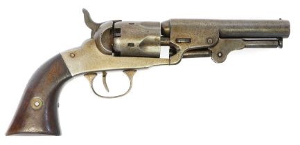 Hopkins and Allen .31 calibre percussion revolver, 4inch sighted barrel with faint 'Norwich Conn.'