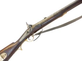 Percussion Brunswick P1837 type .704 long rifle, with 40inch barrel bearing two groove rifling for a