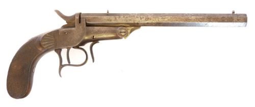 Alb. Simons of Liege .32 rimfire gallery pistol, 8inch sighted octagonal barrel with Liege proof