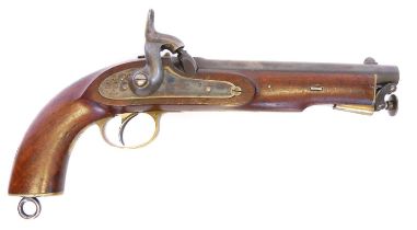 Percussion 1855 type .650 cavalry pistol made for the East India Goverment, 8inch sighted barrel