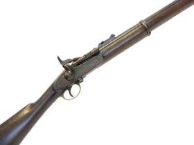 R. Huges .577 Snider rifle, 36 inch barrel with three groove rifling fitted with folding ladder