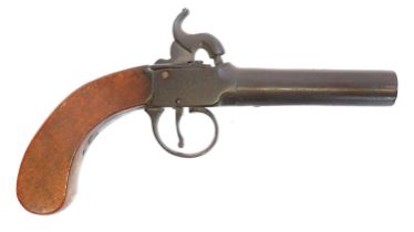Percussion 64-bore pocket pistol, 3inch barrel with Birmingham proof marks. Section 58(2) Antique /