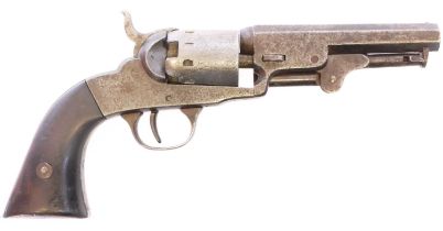 London Arms Co. 150 bore percussion revolver, 4inch octagonal barrel with underside rammer,