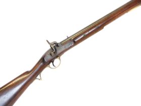 Percussion .650 Yeomanry carbine, with 20 inch barrel fitted with block sights, fitted with saddle