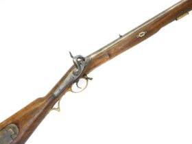 Percussion Nepalese .700 Brunswick rifle, 30 inch barrel rifled with two grooves for a belted