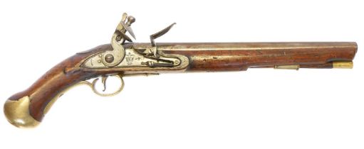 Flintlock 1801 pattern 25 bore long sea service pistol, 12inch barrel with Kings proof marks,