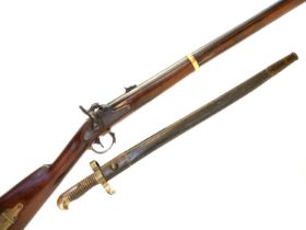 Remington 1863 Zouave .58 calibre percussion rifle and bayonet, 32inch barrel stamped 'Steel 1863'