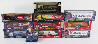 Racing Car Transporter Group including NASCAR, makers include Racing Champions, Hot Wheels,