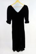 Droopy & Browns by Angela Holmes - vintage lady's crushed velvet maxi dress with puff sleeves, c.