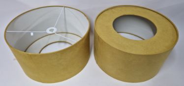 A pair of large yellow contemporary lampshades, diameter approx 45cm.