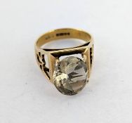 A 9ct gold ring mount for a square stone, weight approx 2.5g.