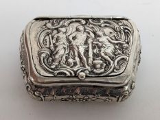 A Victorian silver box with embossed classical motif, hallmarked London 1892, weight approx. 3.97oz.