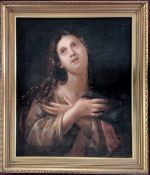 A 19th century oil on canvas of Mary Magdelene, framed, overall size approx. 84cm x 72cm.