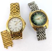 Seiko, a gentleman's automatic day-date wristwatch, gold plated case, steel bracelet, graduated