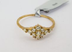 Gemporia, a natural Canary diamond cluster ring, set in 9ct yellow gold, size U, with certificate of