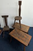 Two mid century carved Ben Setter of Totnes chairs, impressed marks, together with a pair of mid