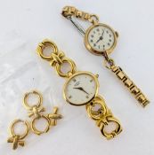 Rotary, a gold plated ladies bracelet watch, cased, with spare links, together with a Tudor gold