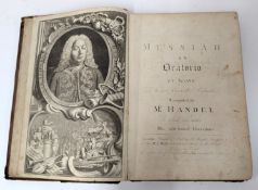 An 19th century reproduction of the Handel's Messiah in score, containing a letter from Novello,