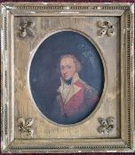 A late 18th/early 19th century oil on copper portrait of a military soldier in a gilt wood frame