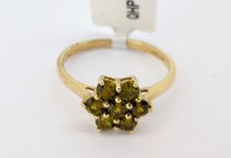 Gemporia, a Apache Demantoid garnet set ring, set in 9ct yellow gold, size S, with certificate of